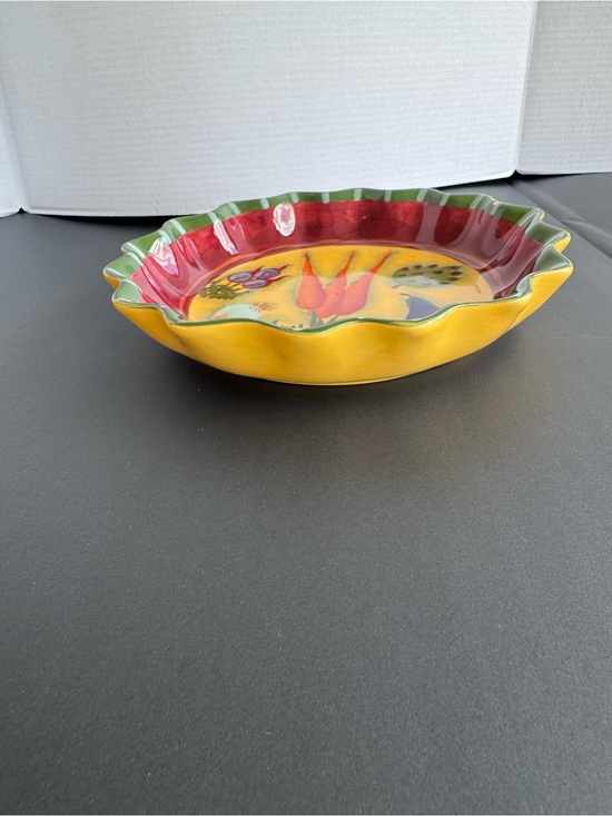 Other - Yellow and Red Floral Ceramic Serving Bowl